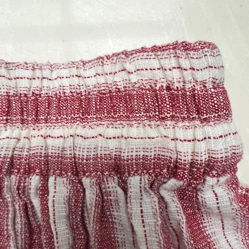 Max Studio High Low Midi Skirt Striped Cream/Red Cotton Women's Size Large - tie - Picture 5 of 10
